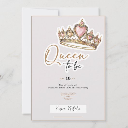 Queen to be elegant bridal shower invitation シーズンカード (正面)