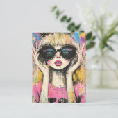 Queen With Big Glasses Postcard ポストカード (スタンド正面)