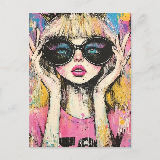 Queen With Big Glasses Postcard ポストカード (正面)