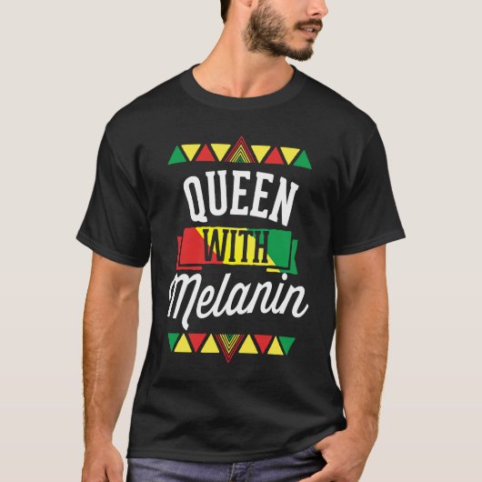 Queen With Melanin African American Black History  Tシャツ (正面)