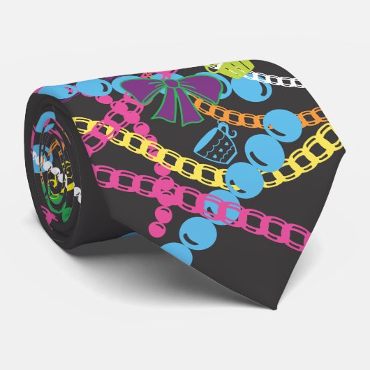 Queenie4everの黒く王室のなお茶会のチャームのタイ ネクタイ (ロール)