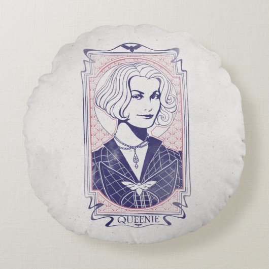 QUEENIE GOLDSTEIN™イラストレーション ラウンドクッション (正面)