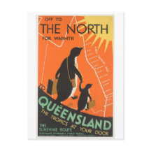 Queenlandへのグレート・バリア・リーフの郵便はがきPenquins