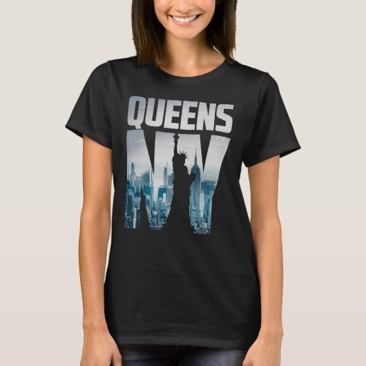 Queens クール Graphic Tee Shirts、Queens New York Ci Tシャツ (正面)