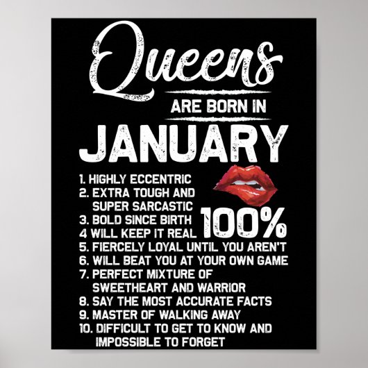 Queens Are Born in January Birthday Gifts ポスター (正面)