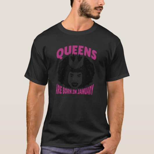 Queens are Born in January Black History African A Tシャツ (正面)