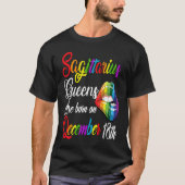Queens Are Born on December 18th Rainbow Lips Sagi Tシャツ (正面)