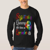 Queens Are Born on December 4th Rainbow Lips Sagit Tシャツ (正面)
