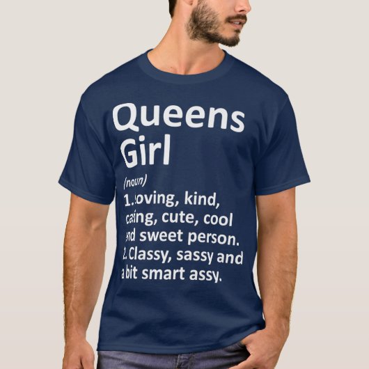 QUEENS GIRL NY NEW YORK Funny City Home Roots Tシャツ (正面)
