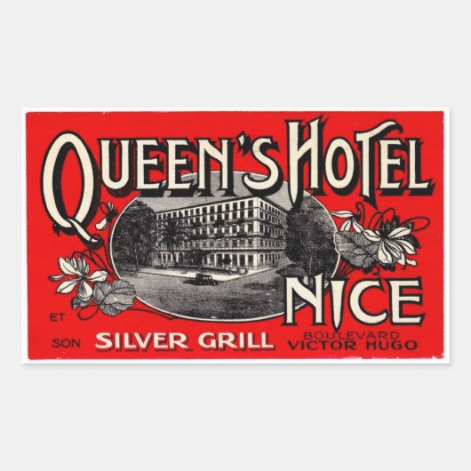 Queen's Hotel (Nice) 長方形シール (正面)