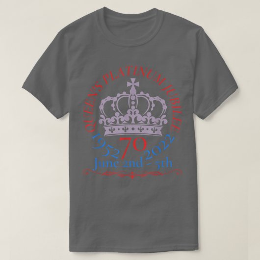 Queen's jubilee 2022 tshirt,Queen platinum decorat Tシャツ (デザイン正面)