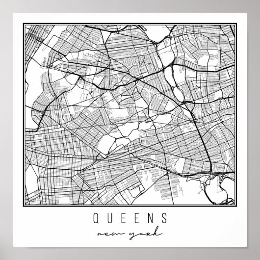 Queens New York Street Map ポスター (正面)