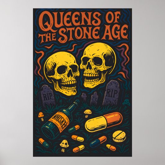 Queens of the Stone Age Wall Art Print – Retro ポスター (正面)