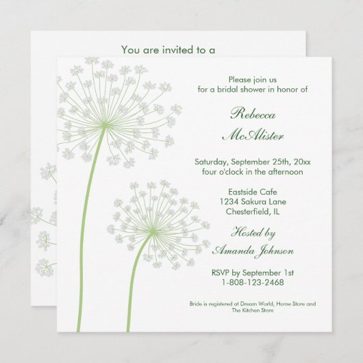 Queen'sAnneのブライダルシャワーの招待状 招待状 (正面/裏面)