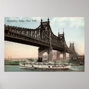 Queensboro橋、ニューヨークシティの1915年のヴィンテージ ポスター
