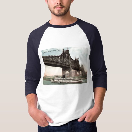 Queensboro橋、ニューヨークシティの1915年のヴィンテージ Tシャツ (正面)
