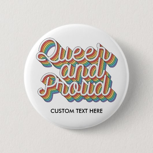 QUEER AND PROUD RAINBOW FLAG AESTHETICS '70 缶バッジ (正面)