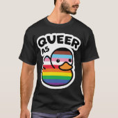 Queer As Duck Rainbow Progress Pride Rubber Ducky  Tシャツ (正面)