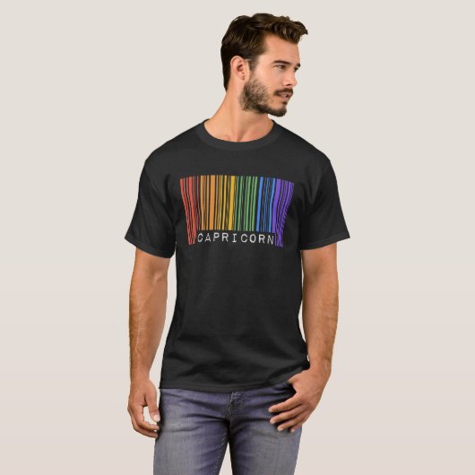 Queer Capricorn Barcode Gay Pride Flag Zodiac Sign Tシャツ (正面フル)