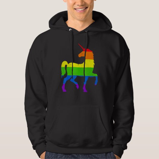 Queer Gay Pride Month Rainbow Flag Fantasy Unicorn パーカ (正面)
