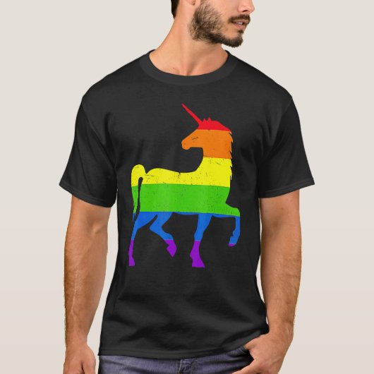 Queer Gay Pride Month Rainbow Flag Fantasy Unicorn Tシャツ (正面)