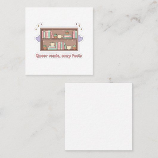 Queer Reads Cozy Feels – LGBTQ Pride Reading Aesth スクエア名刺 (正面/裏面)