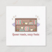 Queer Reads Cozy Feels – LGBTQ Pride Reading Aesth スクエア名刺 (正面)