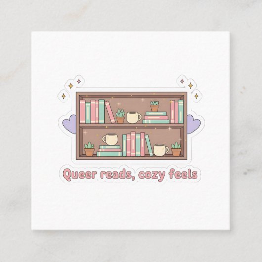 Queer Reads Cozy Feels – LGBTQ Pride Reading Aesth スクエア名刺 (正面)