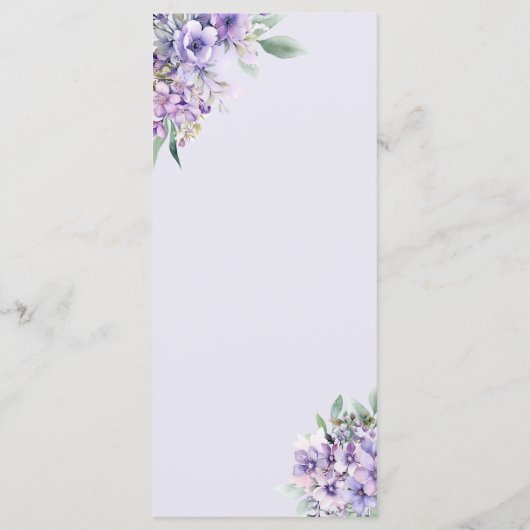 Quenceanera Lavender floral Menu メニュー (裏面)