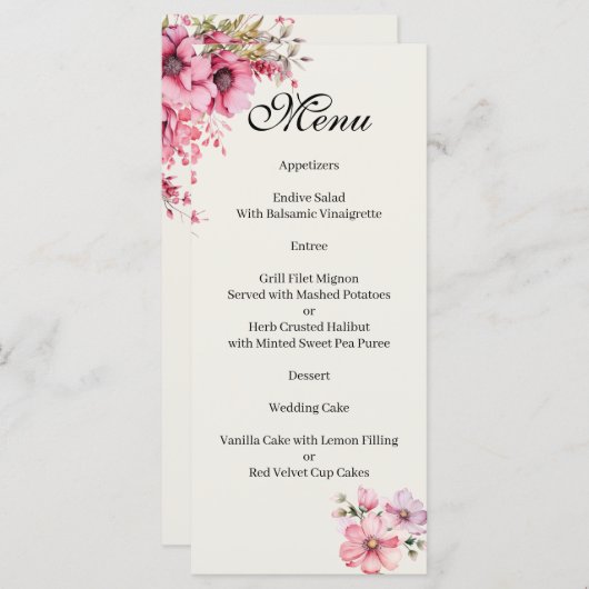 Quenceanera pink Menu メニュー (正面/裏面)