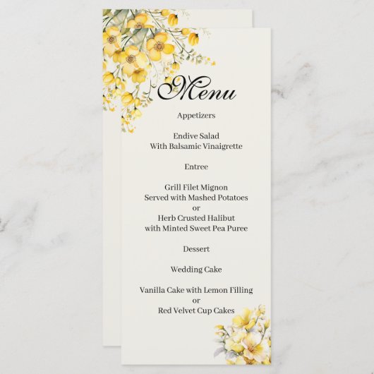 Quenceanera yellow gold Menu メニュー (正面/裏面)