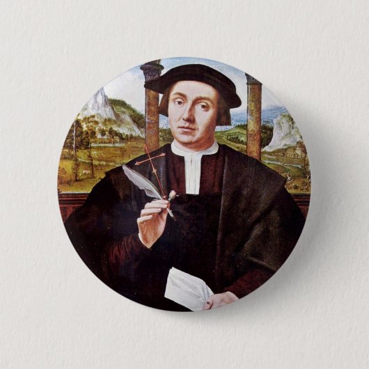Quentin Massys著公証人のポートレート 缶バッジ (正面)