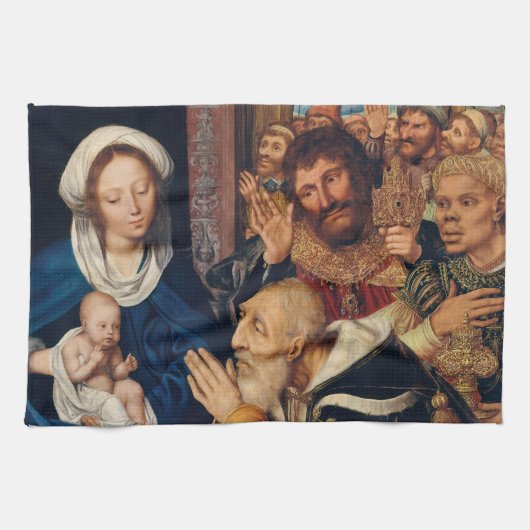 Quentin Matsys – マグィの崇拝 キッチンタオル (横)