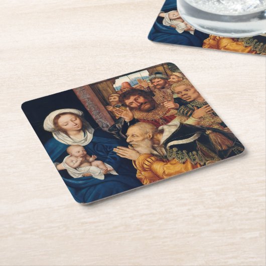 Quentin Matsys – マグィの崇拝 スクエアペーパーコースター (アングル)