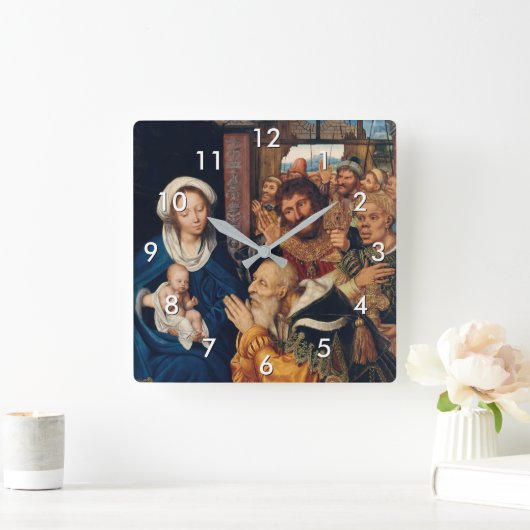 Quentin Matsys – マグィの崇拝 スクエア壁時計 (ホーム)