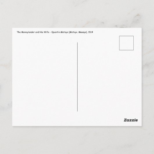 Quentin Matsys – 金貸し手とその妻 ポストカード (裏面)