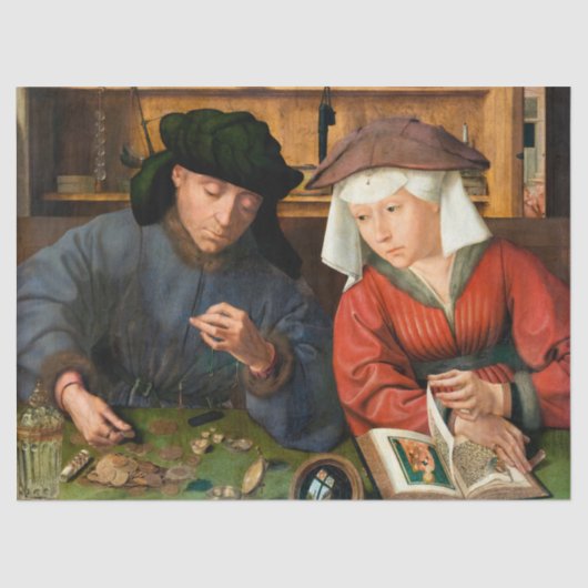 Quentin Matsys – 金貸し手とその妻 薄葉紙 (正面)