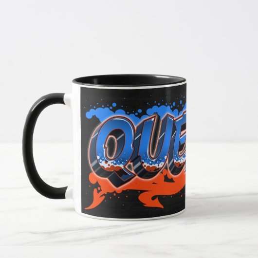 Quentin Vorname Name Graffiti blue orange Tasse マグカップ (左)