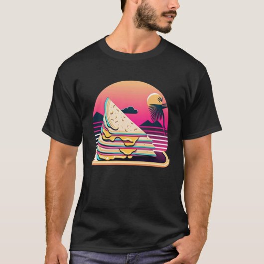 Quesadillas Synthwave 80s Retrowave Aesthetic Tシャツ (正面)