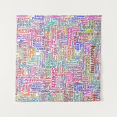 Question Apprendre Nuage MotssTexte Motif Message タペストリー (正面(横))