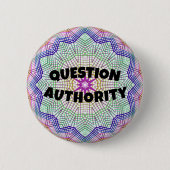 QUESTION AUTHORITY (または単語の変更) 缶バッジ (正面)