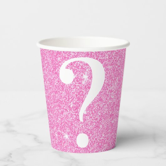 Question Mark Bridal Shower Party Pink Glitter 紙コップ (裏面)