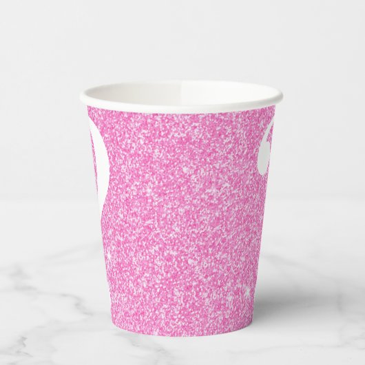 Question Mark Bridal Shower Party Pink Glitter 紙コップ (左)