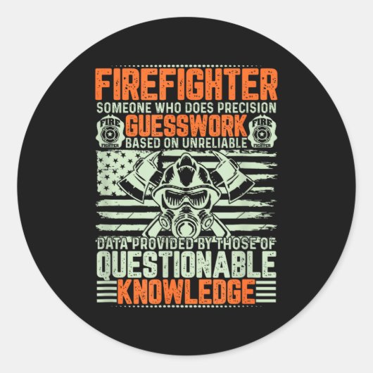 Questionable Knowledge Fireman Gift Proud Firefigh ラウンドシール (正面)