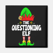 Questioning Elf Group Christmas Funny Pajama Party マグネット (正面)