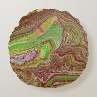 Questions 1 Wild Green Maroon Accent Pillow ラウンドクッション