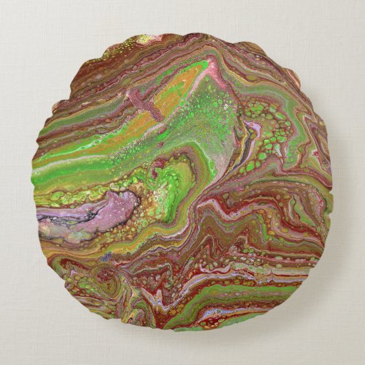 Questions 1 Wild Green Maroon Accent Pillow ラウンドクッション (正面)