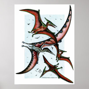 Quetz among Pterosaurs Print ポスター