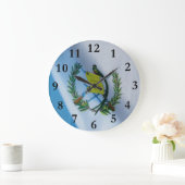 Quetzalの記号を用いるグアテマラの旗 ラージ壁時計 (ホーム)