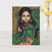 "Quetzalcoatlの尼僧"の挨拶状 カード (黄色い花)